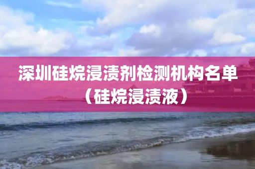 深圳硅烷浸渍剂检测机构名单（硅烷浸渍液）